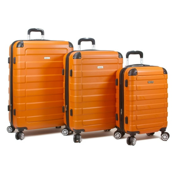 Dejuno Tahoma Lightweight 3-Piece Hardside Spinner Luggage Set - Orange