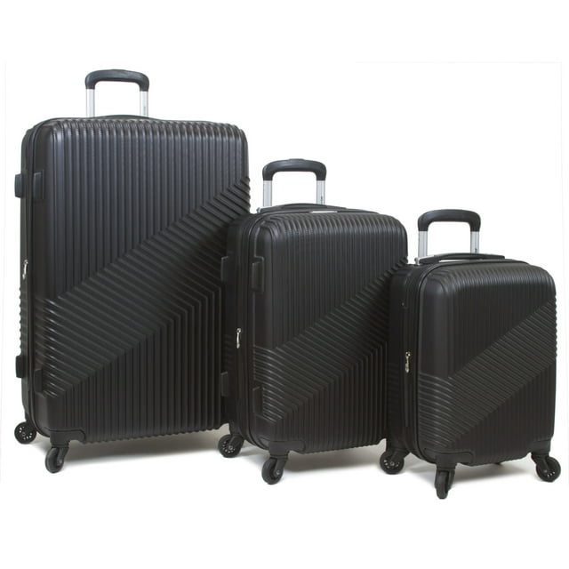 Dejuno Troy ABS 3-Piece Hardside Spinner Luggage Set - Black - Walmart.com