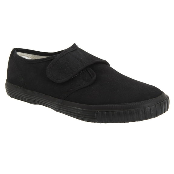 Dek Kids Junior Touch Fastening Black Canvas Plimsolls