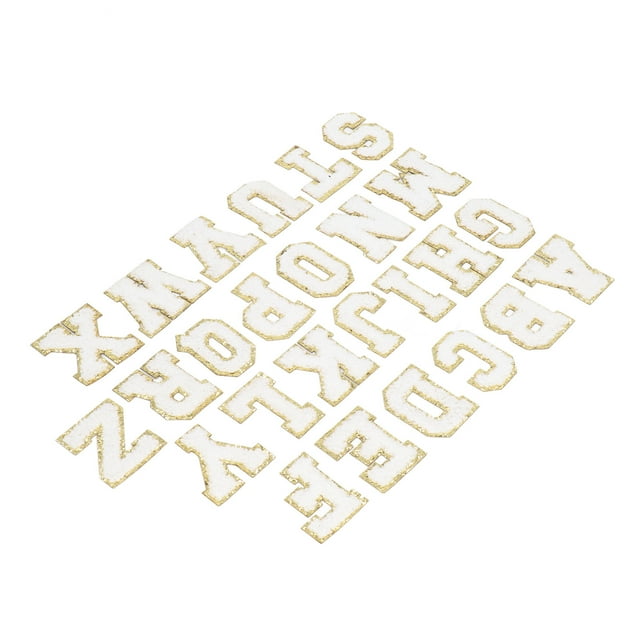 Dekaim 26 Pcs White Alphabet Letter Patch Sew Iron On Patch Badge Jeans