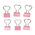 Dekaim 60pcs Binder Clips with Heart Shaped Handle Pink Strong Clamping