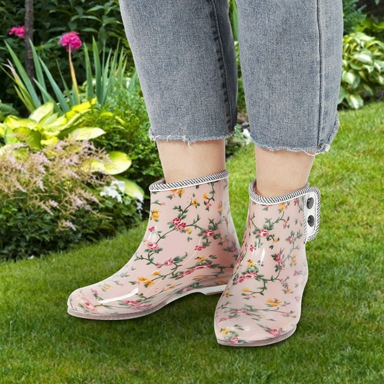 Dekaim Botas de lluvia impermeables antideslizantes con estampado de mujeres Botas de lluvia Zapatos de jardn 38 Yards Women s Size One Size