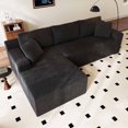 thumbnail image 1 of Dekaisok 105" Boneless Modular Sectional Sofa, Oversized L-Shaped Cloud Couch, No Assembly Required, Deep Seat Corduroy Living Room Sofa, Black (Left Facing Chaise), 1 of 9