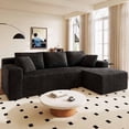 thumbnail image 1 of Nkurdsu 96" Modular Sectional Sofa, Boneless L-Shaped Cloud Couch, No Assembly Required, Modern Corduroy Sofa for Living Room, Black (Right Facing Chaise）, 1 of 8