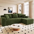 thumbnail image 1 of Nkurdsu 96" Modular Sectional Sofa, Boneless L-Shaped Cloud Couch, No Assembly Required, Modern Corduroy Sofa for Living Room, Green (Right Facing Chaise）, 1 of 8