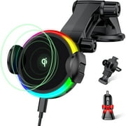 Dekala Magnetic Wireless Car Charger for MagSafe Car Mount QI Fast Charging for iPhone 13/12 Series Auto Clamping Windshield Air Vent Car Mount Qi 3.0 Charger Ambient RGB Light