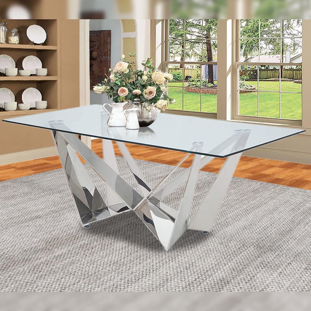 Peake glass and chrome dining table sales