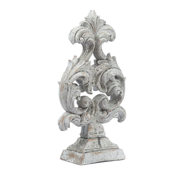 Deki Sculptural Tabletop Decor- Baroque Inspired Crested Arrow- Gray
