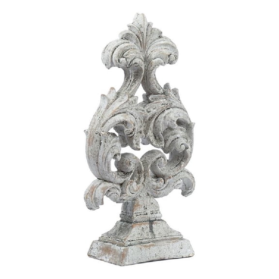 Deki Sculptural Tabletop Decor- Baroque Inspired Crested Arrow- Gray