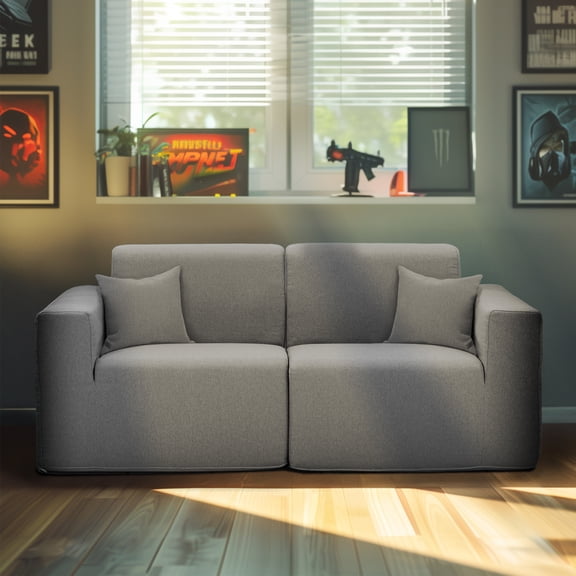 Deko Living 2 Place Seating Gray Compressed Foam Sectional Sofa