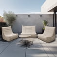 thumbnail image 1 of Deko Living 5 Piece Beige Outdoor Compressed Foam Loveseat Sofa Chairs and Table Set, 1 of 9