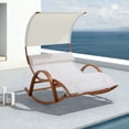 thumbnail image 1 of Deko Living Outdoor Cedar Wood Patio Lounge Daybed with White Textilene Fabric & Canopy, 1 of 8