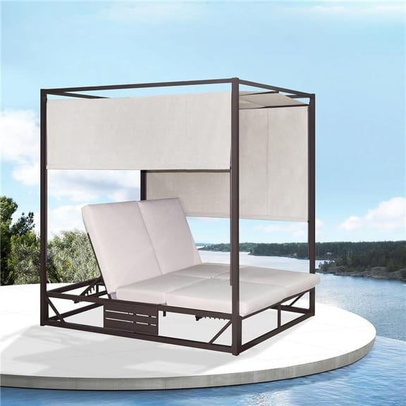 Deko Living Outdoor Rectangular Patio Daybed, Gray