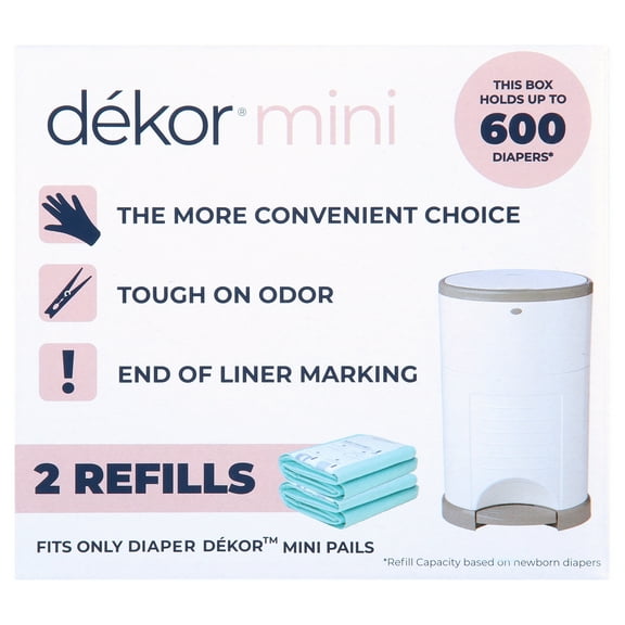 Dekor Mini Diaper Pail Refills | 2 Count