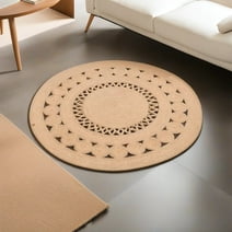 Dekorist Round Jute Rug, Decorative Boho Round Area Rug Carpet, Natural Beige - Spiral Jute Area Rugs for Living Room, Kitchen, Bedroom, 120 cm, Lascar