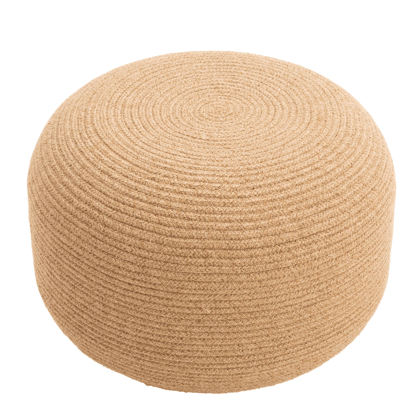 Vintage Round Rattan Low Foot Stool Ottoman or Tuffet with