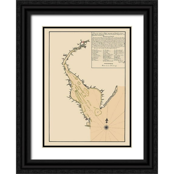 Del Campo 19x24 Black Ornate Wood Framed with Double Matting Museum Art Print Titled - Delaware Bay - Del Campo 1780