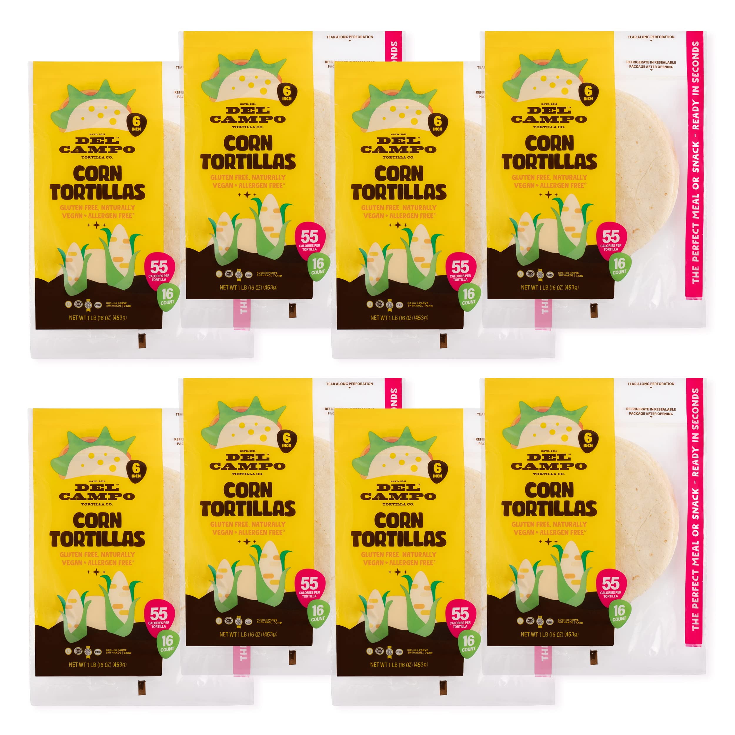 Del Campo Soft Corn Tortillas - AIS16 Inch Round Bag. 100% Delicious, Gluten Free and All-Authentic Mexican Food. Many Serving Options: Wraps, Tacos, Quesadillas or Burritos, Kosher. (8lb Case)