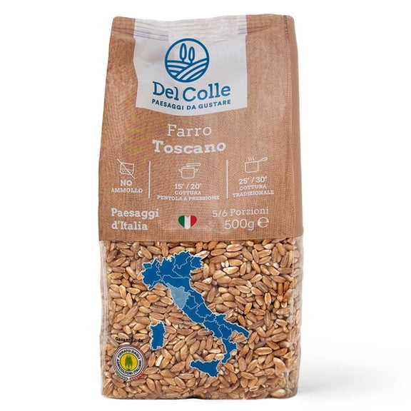 Del Colle Tuscany Pearled Farro, 1.1 LB (500 g)  Sproutable, Vegan, Kosher