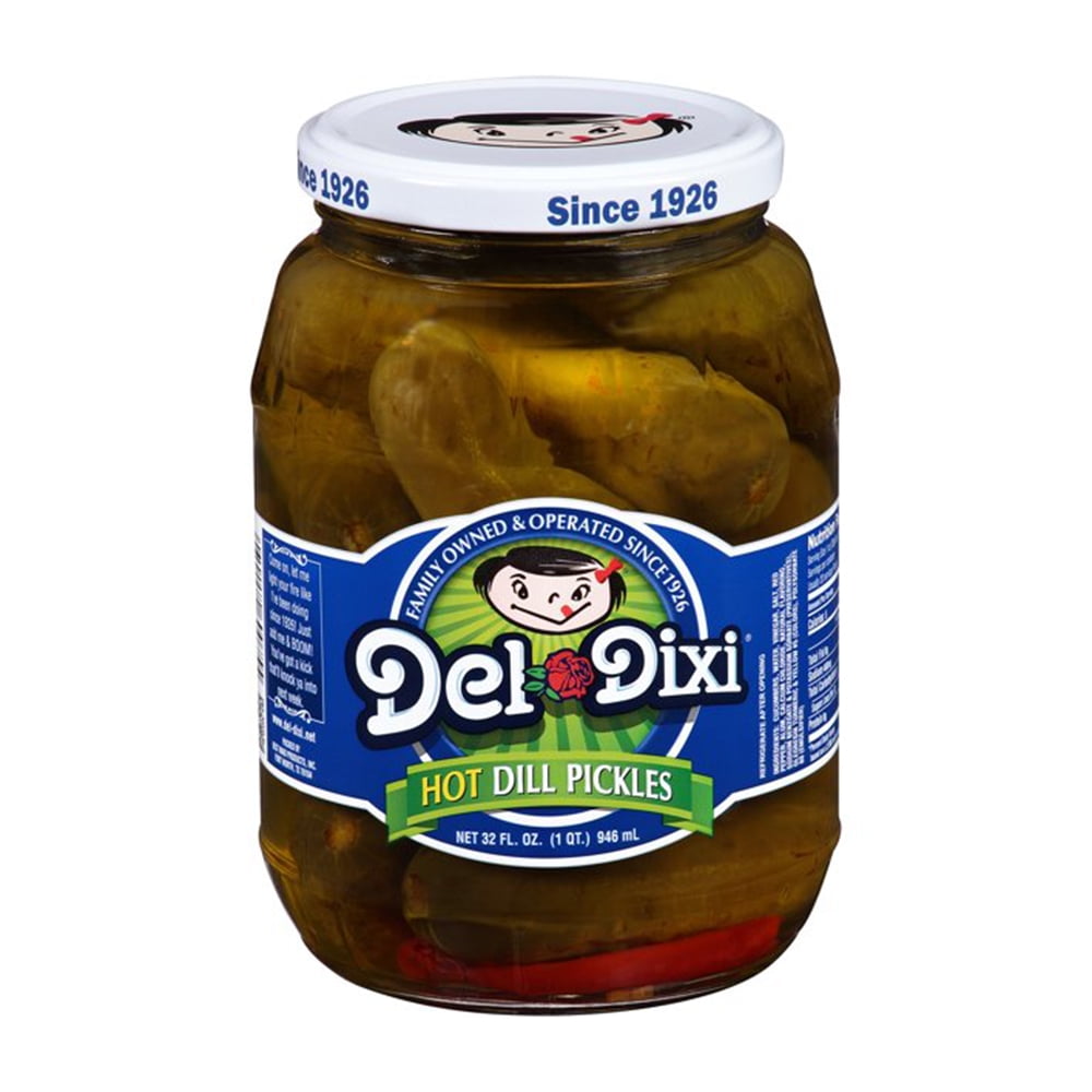 DelDixi Hot Dill Pickles, 32 oz