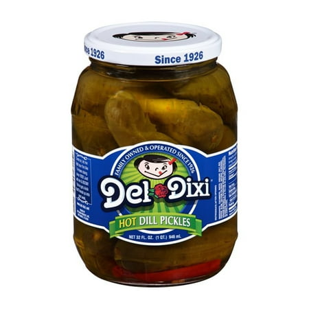 Del-Dixi Hot Dill Pickles, 32 oz