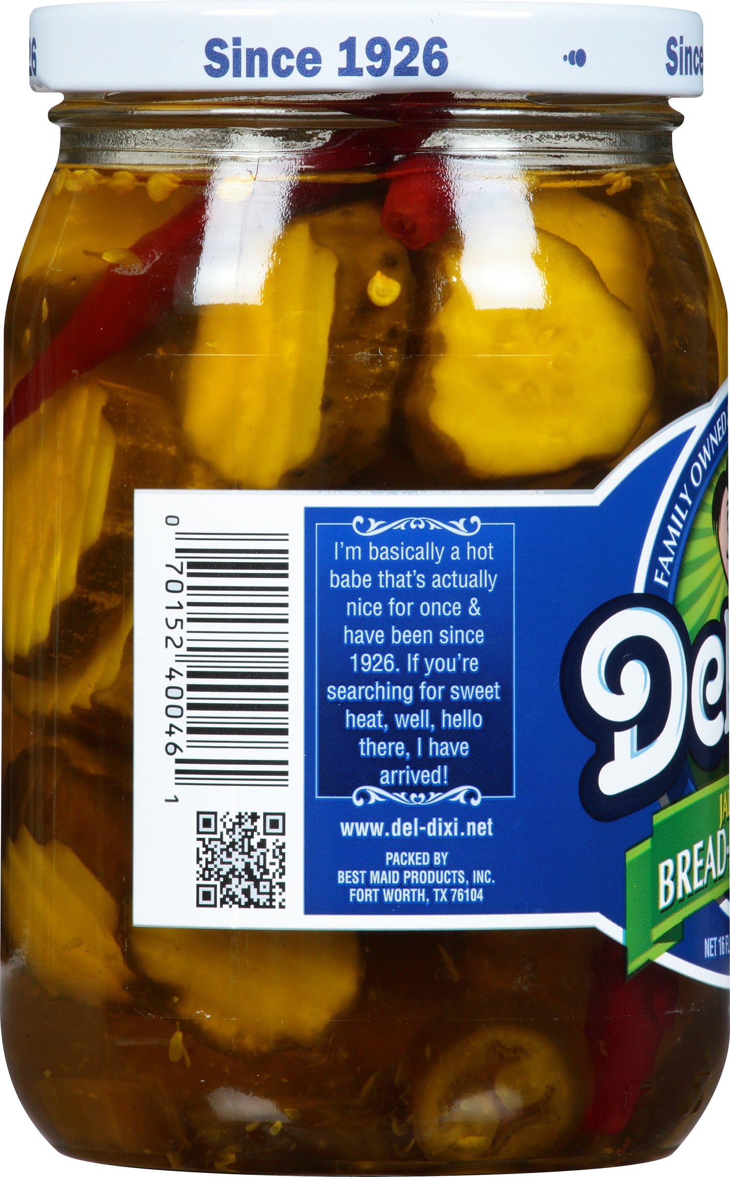 Del-Dixi Jalapeno Bread-N-Butters Pickles, 16 fl oz