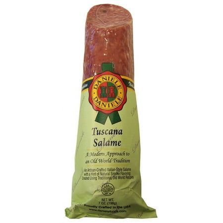Del Duca Italian Style Sausage, Uncured Hard Salami Chub, 7 oz Paper and Plastic Wrap