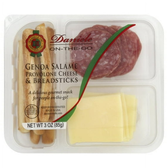 Del Duca On-The-Go Genoa Salami Sliced with Provolone and Breadsticks, 3 oz , Refrigerated