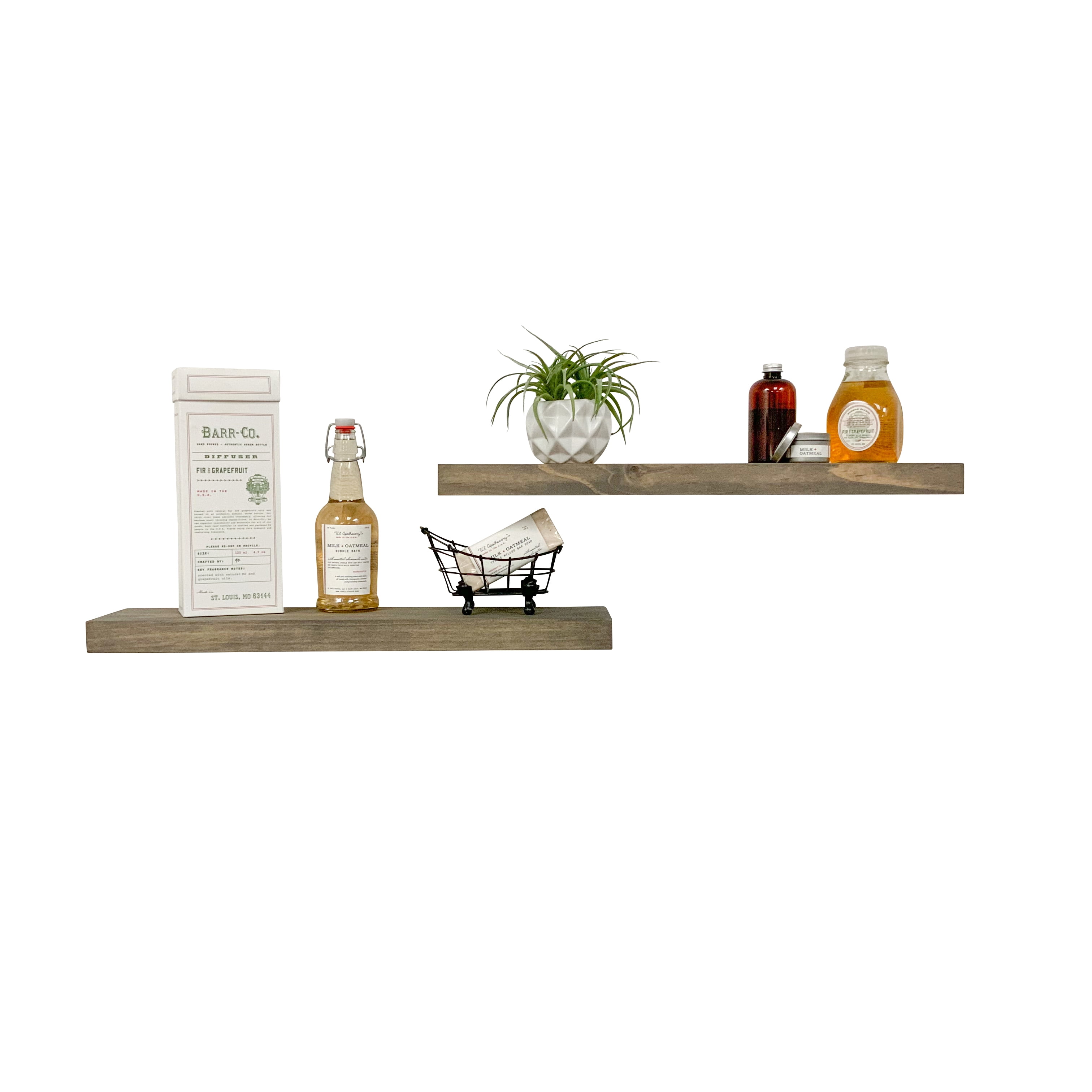 Del Hutson Designs 24Inch Gray True Floating Shelves, Set of 2