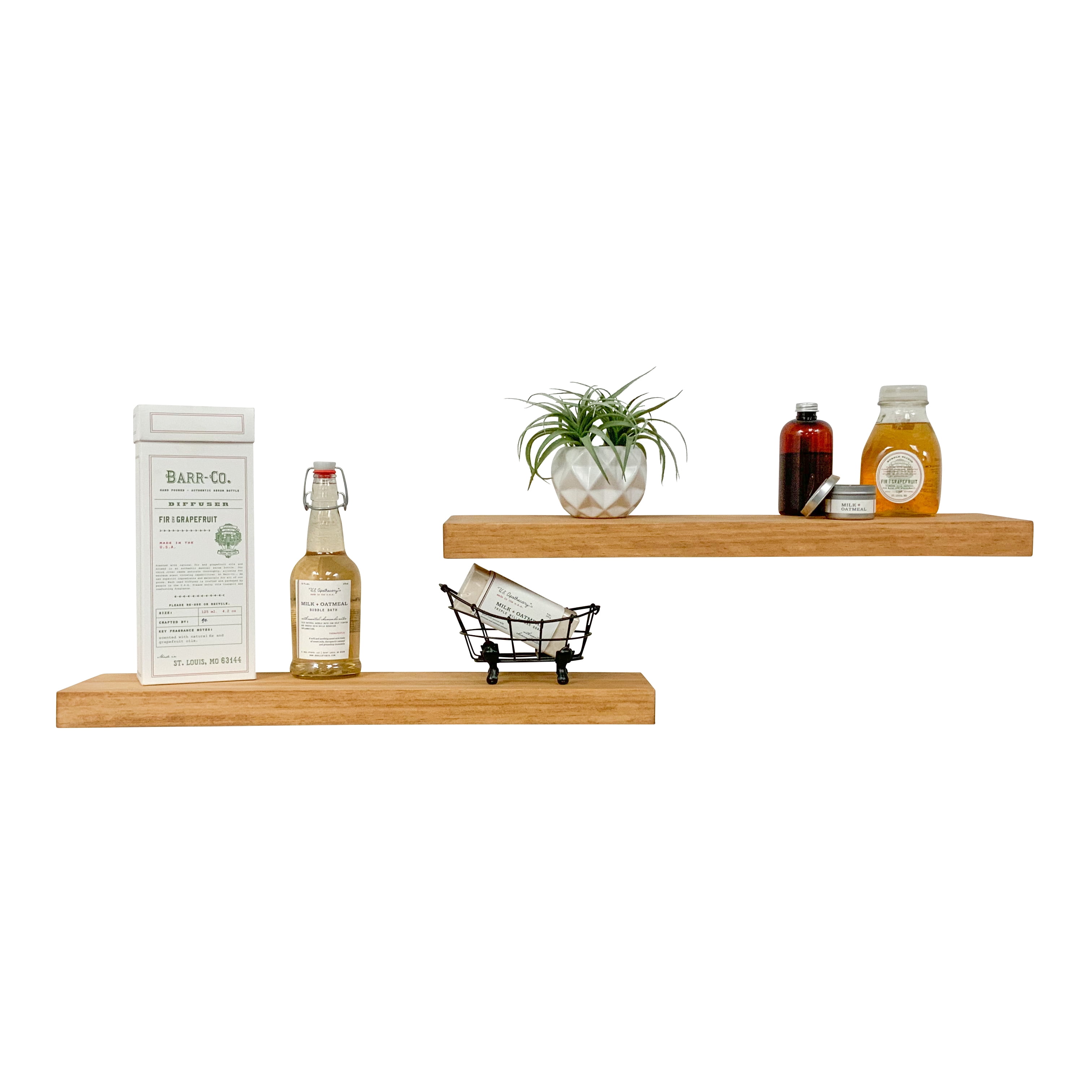 Del Hutson Designs 24Inch Walnut True Floating Shelves, Set of 2
