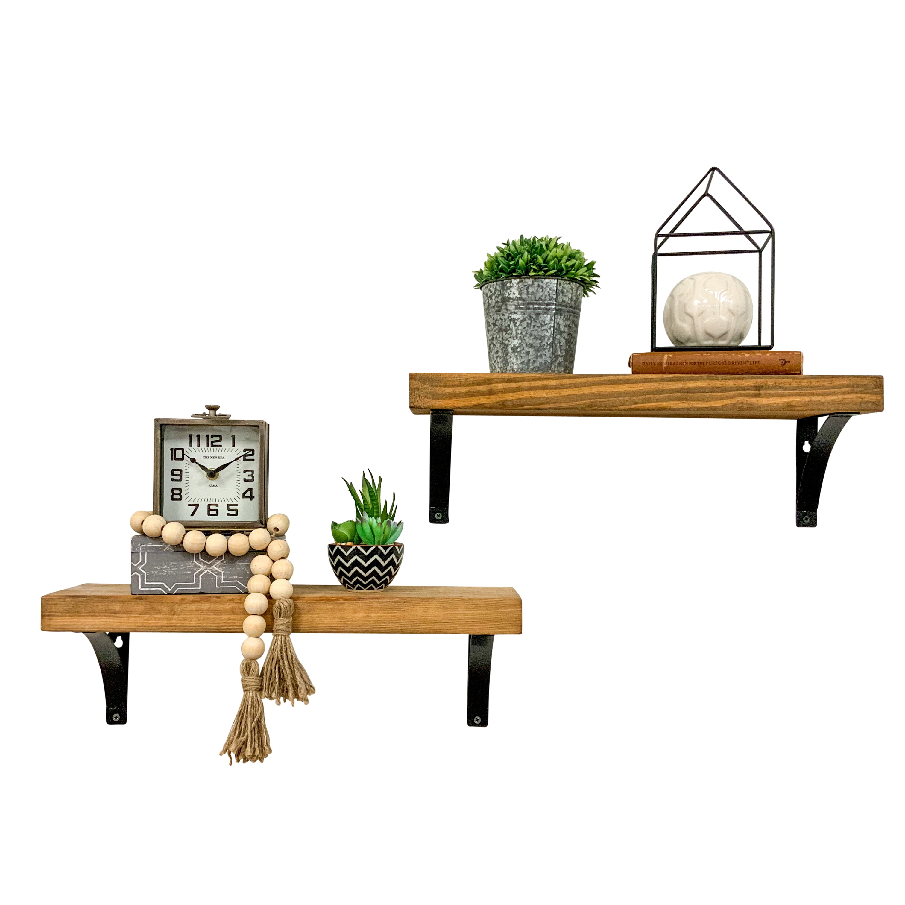 Woven Paths Industrial Grace Simple Wall Mounted Shelves, Set of 2 20