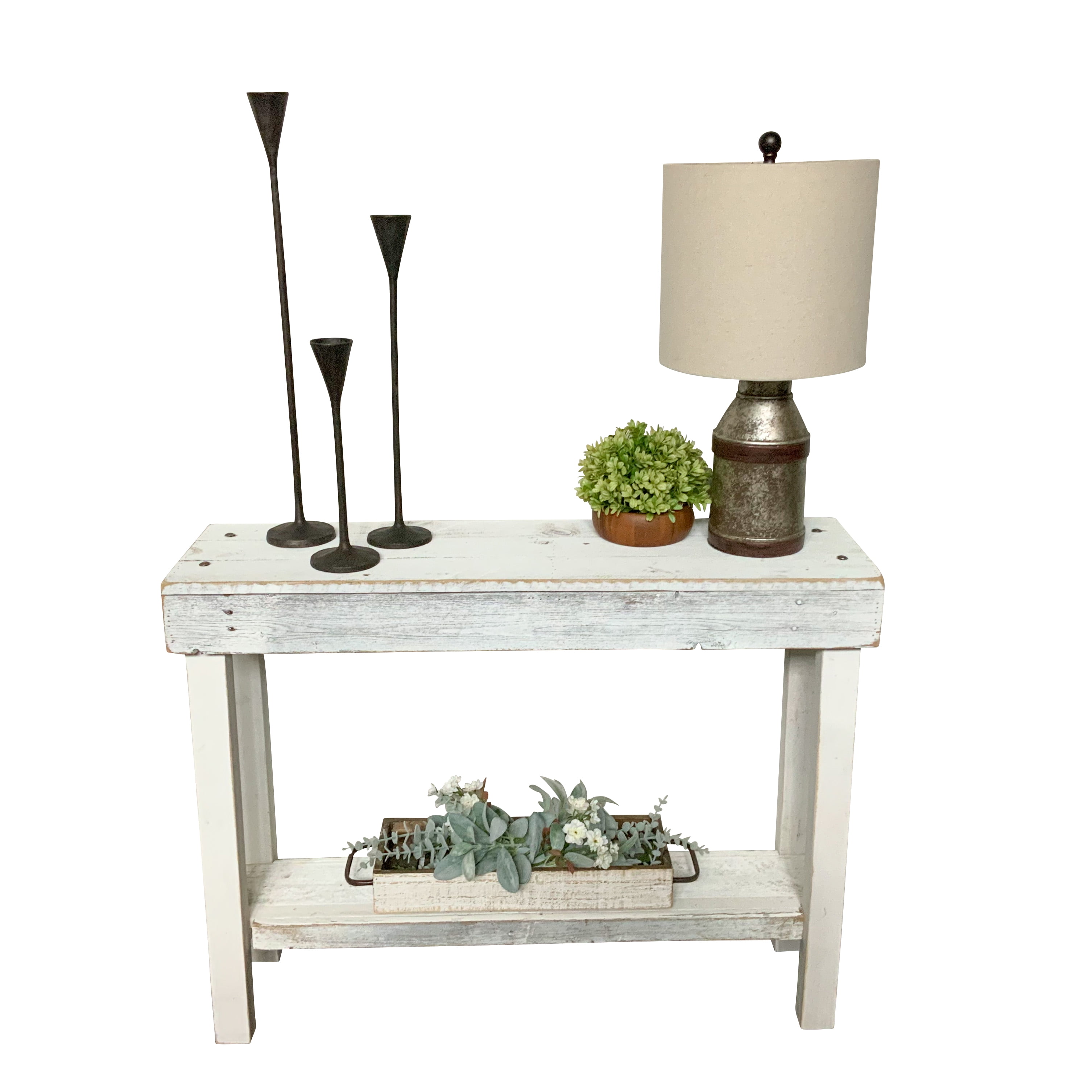 Del Hutson Designs Roland Small Console Table, White with White Legs
