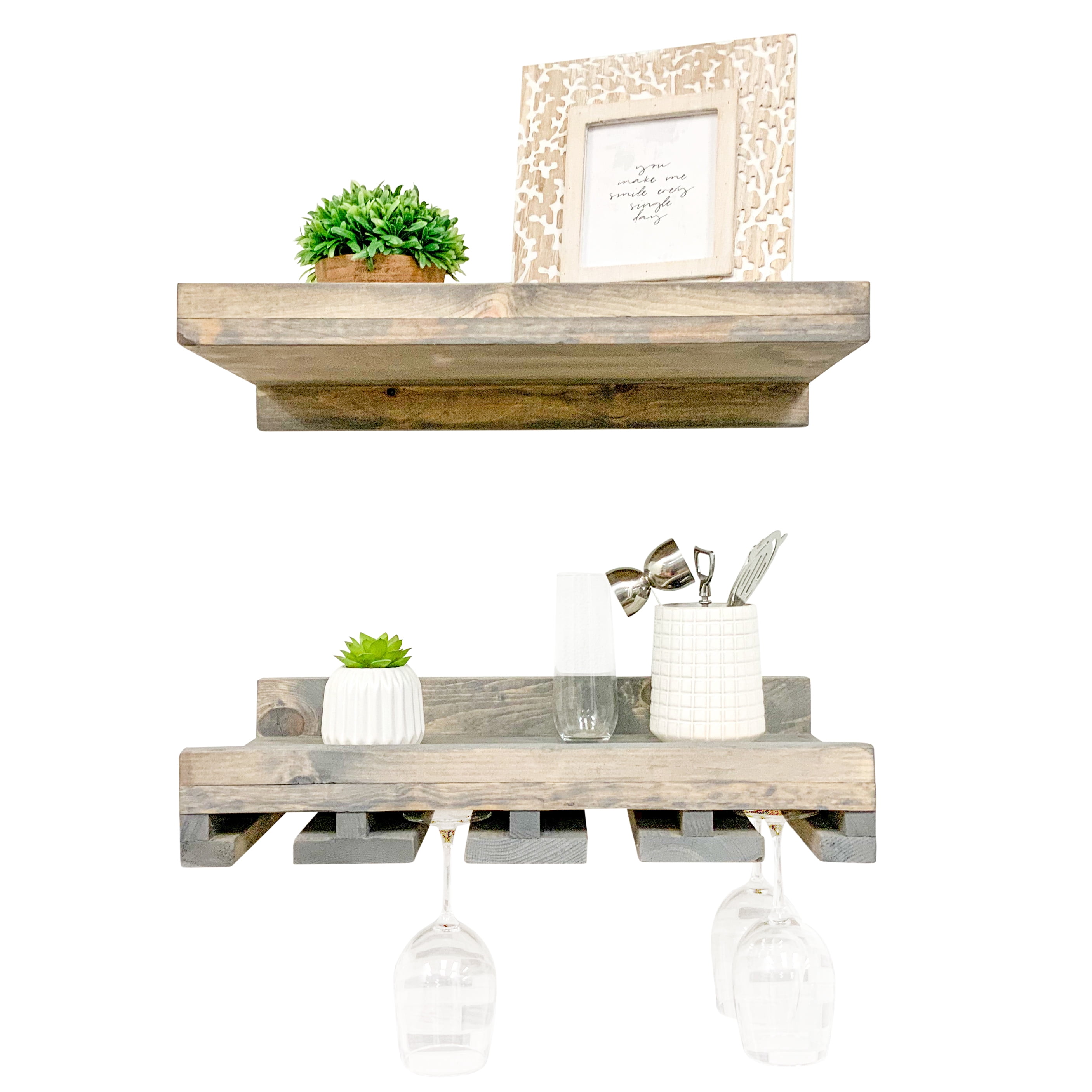 Del Hutson Designs Gray 20inch Rustic Luxe Tiered Wine Rack Set of 2