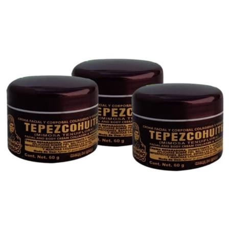 Del Indio Papago (3Pack) Tepezcohuite Night Cream 60gr/ 2.02Fl Oz - Reduce Expression Lines - Clarifies Skin Imperfections