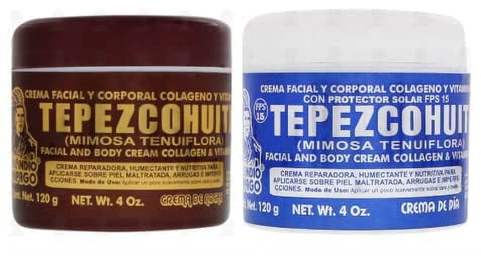 Del Indio Papago Tepezcohuite Day & Night Cream Combo (120g)/ 4 Fl Oz JUMBO SIZE