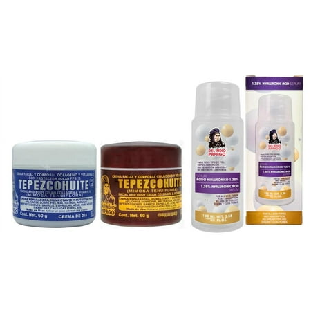 Del Indio Papago Tepezcohuite Day + Night creams (2oz) + Hyaluronic Acid Serum (3.38 Fl Oz) SUPER COMBO!!!