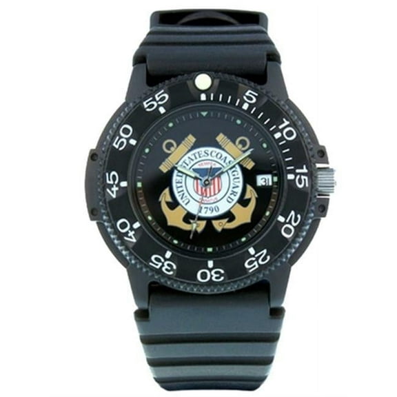 Del Mar 50444 Mens Coast Guard Military Watches - Black Case