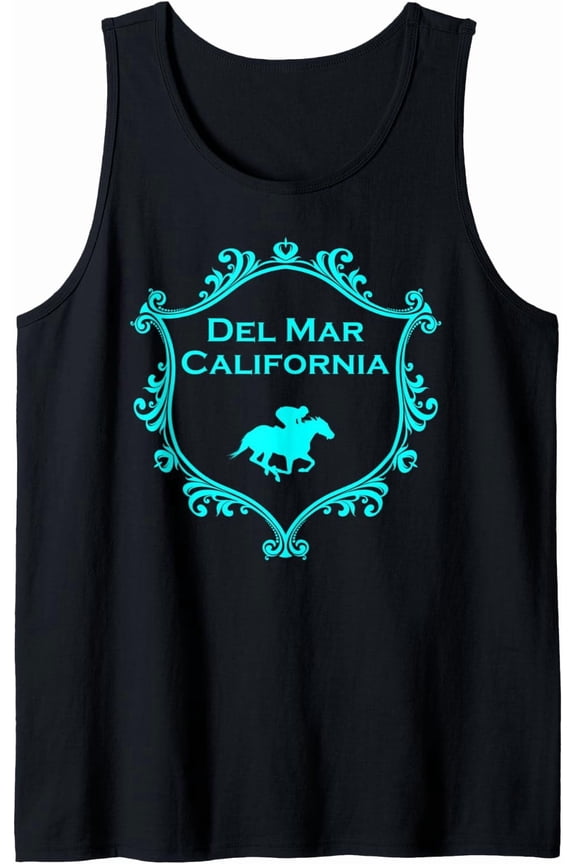 Del Mar California Horse Racing Jockey Shield Tank Top Size S-3XL