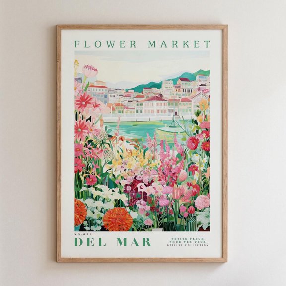 Del Mar Flower Market Floral Travel Wall Art Home Decor