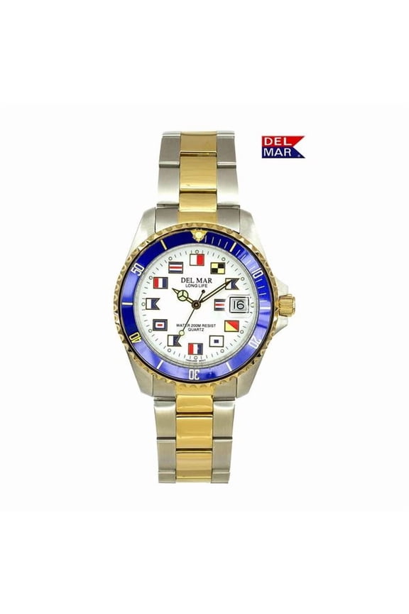 50256 Men's Long Life Nautical Two-Tone White Blue Bezel Watch 6