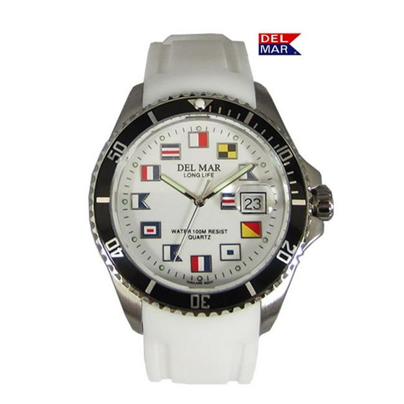 Del Mar Watches 50380 Catalina Sportstrap Men's and Youth White Nautical Face 100M Watch 0