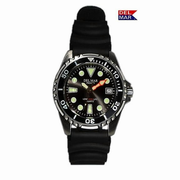 Del Mar Watches 50417 Del Mar Del Mar 500-Meter Premier Pro Dive Black Dial Watch with Sporty Rubber Band 7
