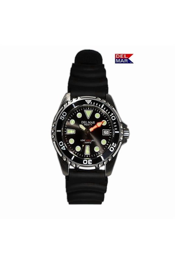 50417 Del Mar Del Mar 500-Meter Premier Pro Dive Black Dial Watch with Sporty Rubber Band 7