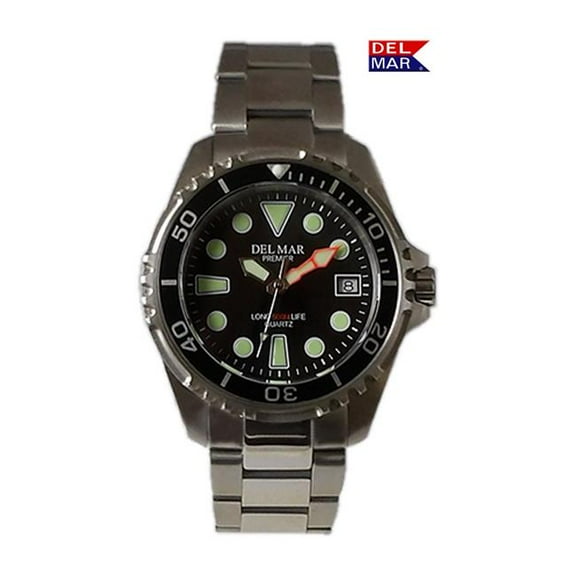 Del Mar Watches 50421 500 Meter Men's Premier Pro Dive Watch, Back Dial, SS Bracelet - 1