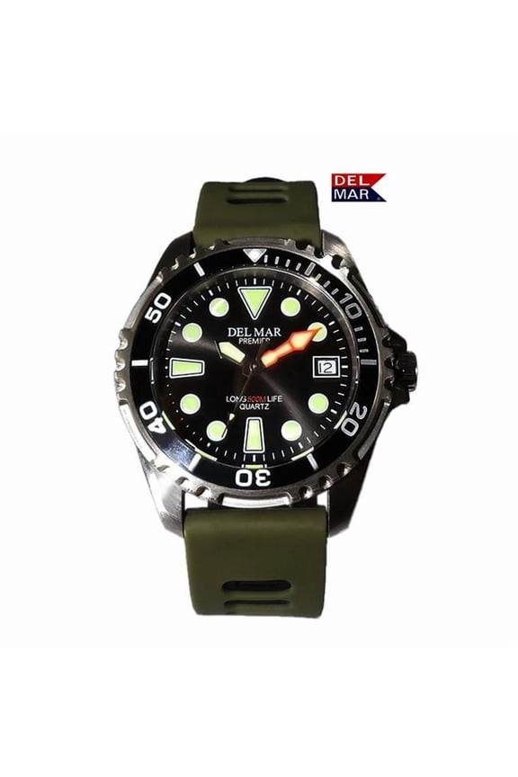 50425 500 Meter Premier Pro Dive Watch 5 - Black Dial, Khaki Green Band
