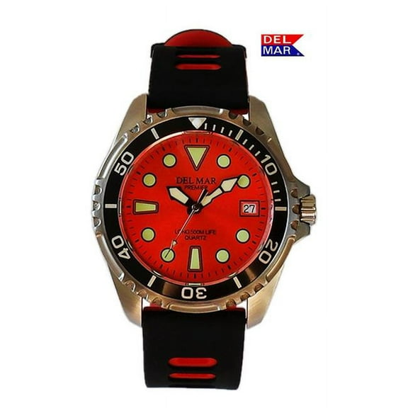 Del Mar Watches 50457 Men's 500 Meter Premier Pro Dive Watch 7 - Orange Dial