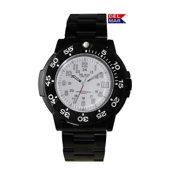 Del Mar Watches 50515 Men's Sand Key Dive 200 M White Face, Black Metal Bracelet 5