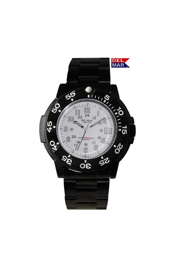 50515 Men's Sand Key Dive 200 M White Face, Black Metal Bracelet 5