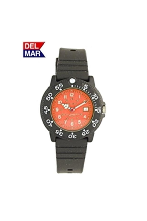 Del Mar Womens Dive 200 Orange Dial PU Watch - Orange - 200 Meters Water Resistant