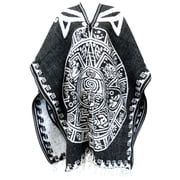 Del Mex Authentic Mexican Poncho, Unisex Cobija Blanket Gaban, Black & White Aztec